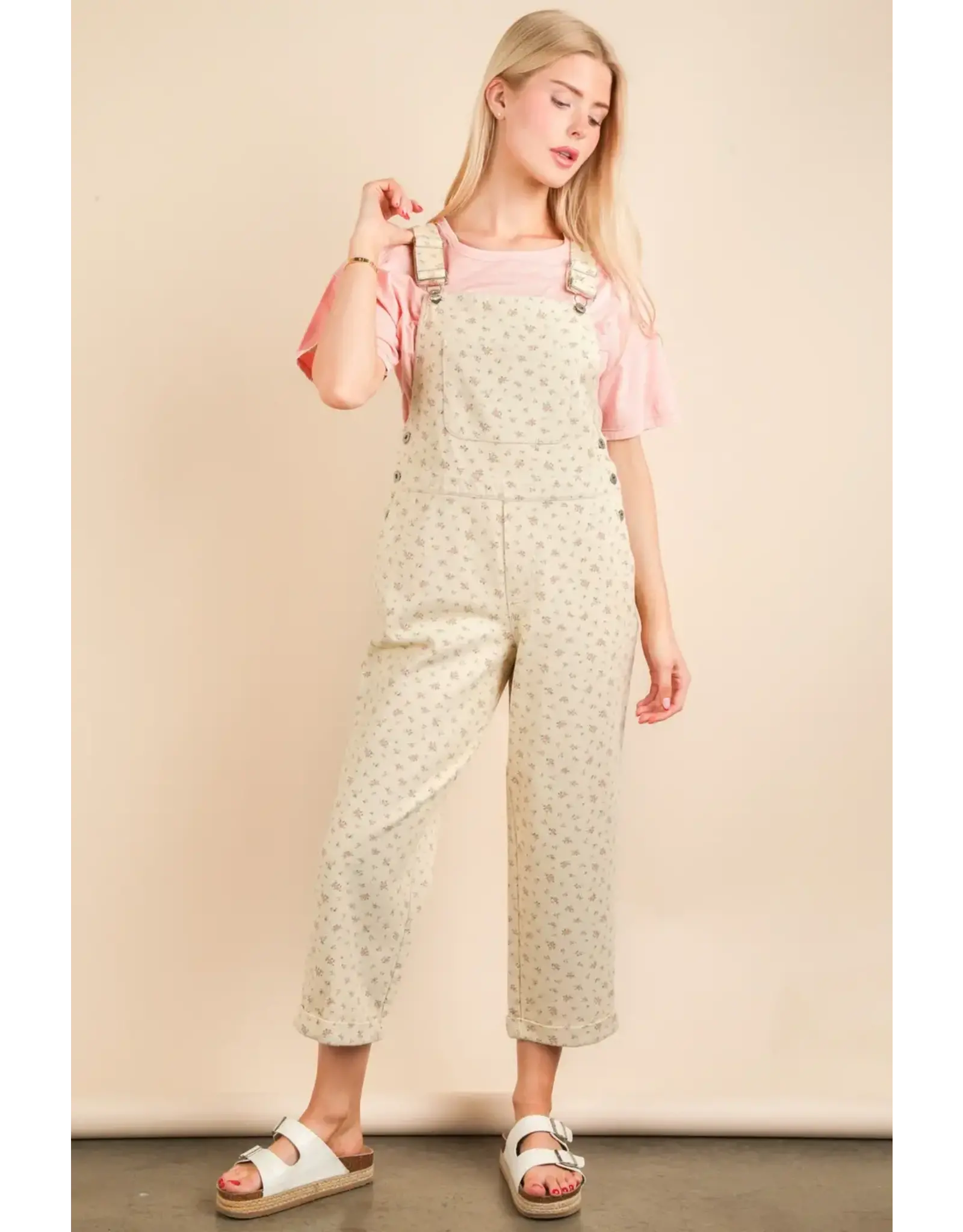Very J Floral Printed Overall Jumpsuit