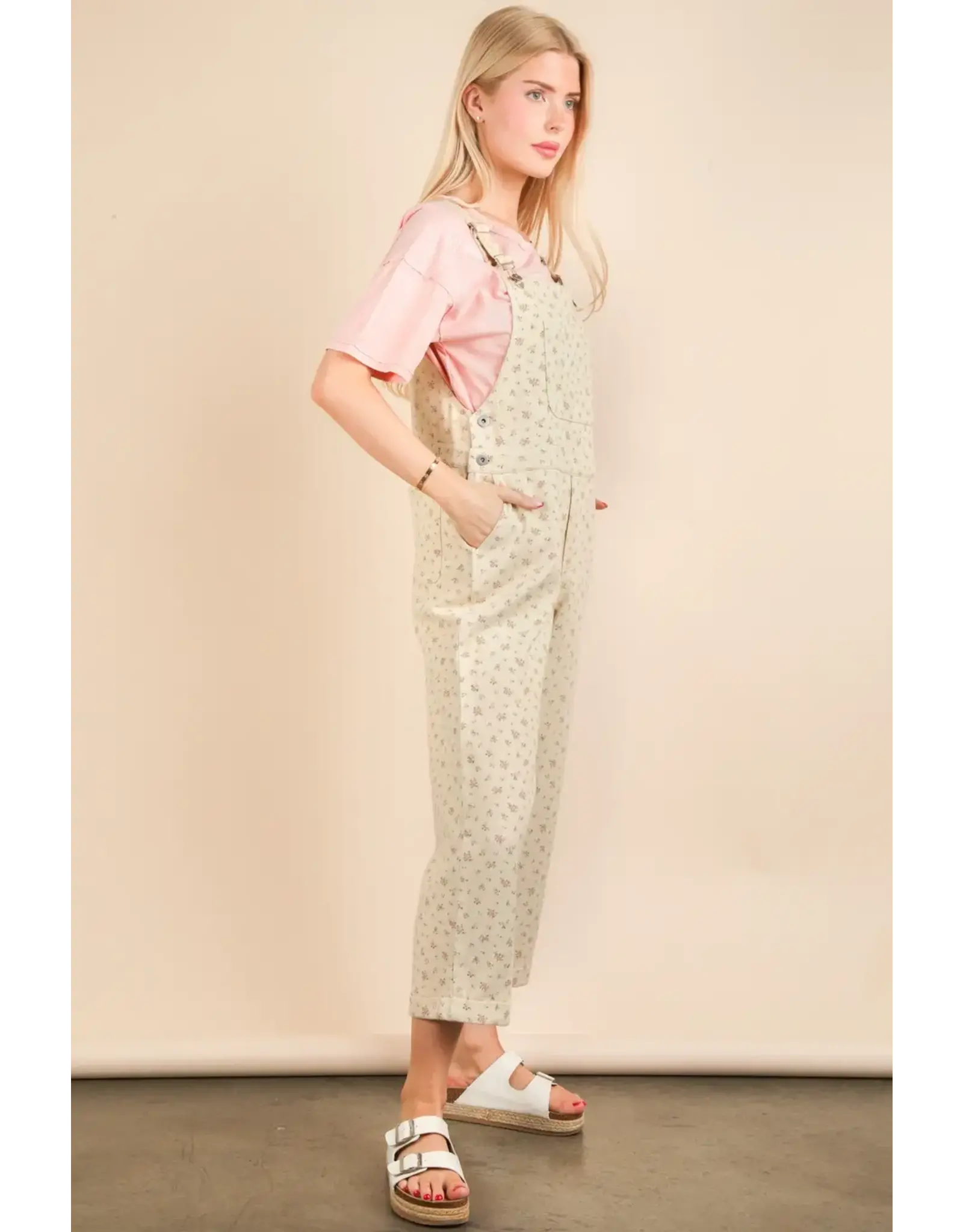 Very J Floral Printed Overall Jumpsuit
