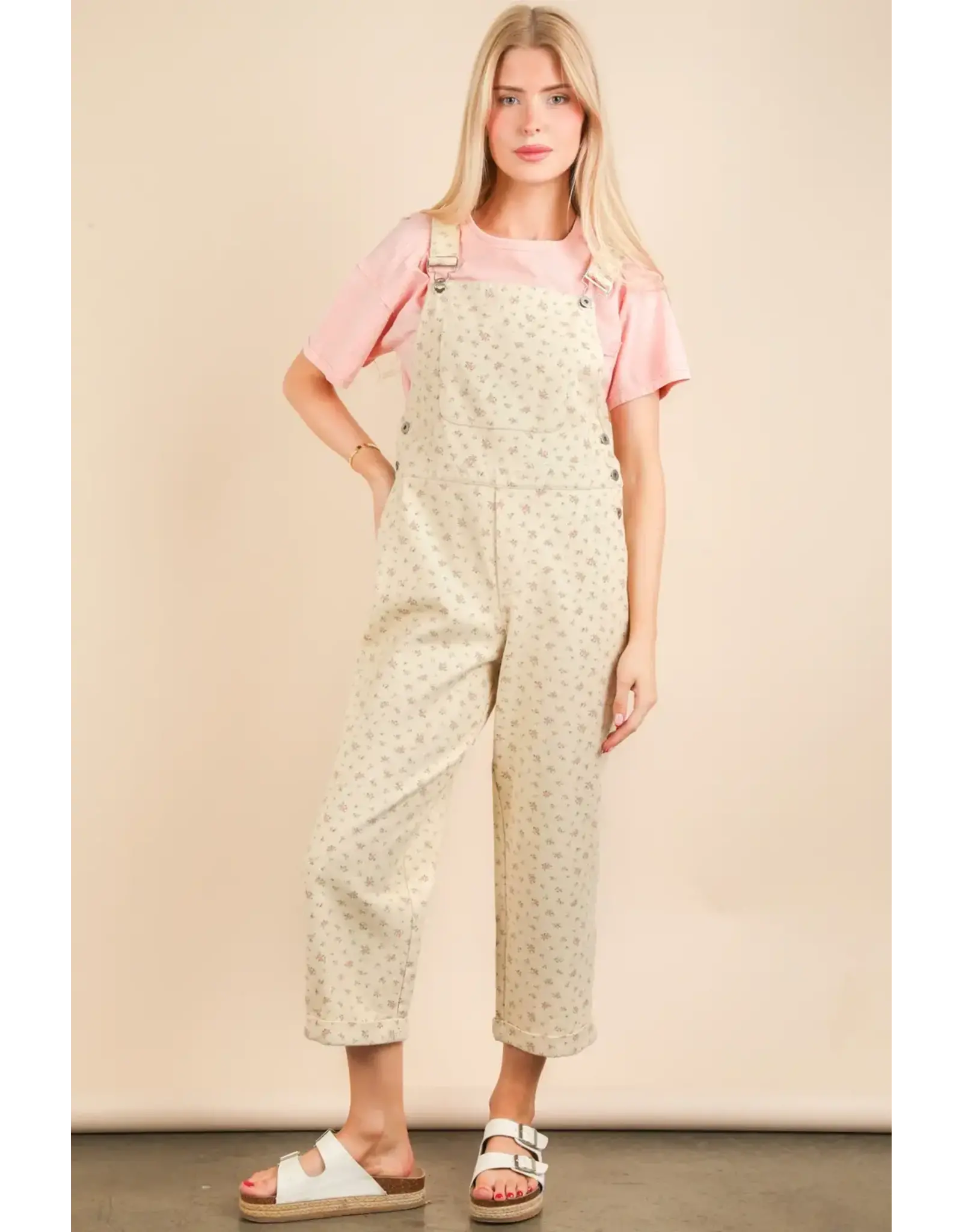 Very J Floral Printed Overall Jumpsuit