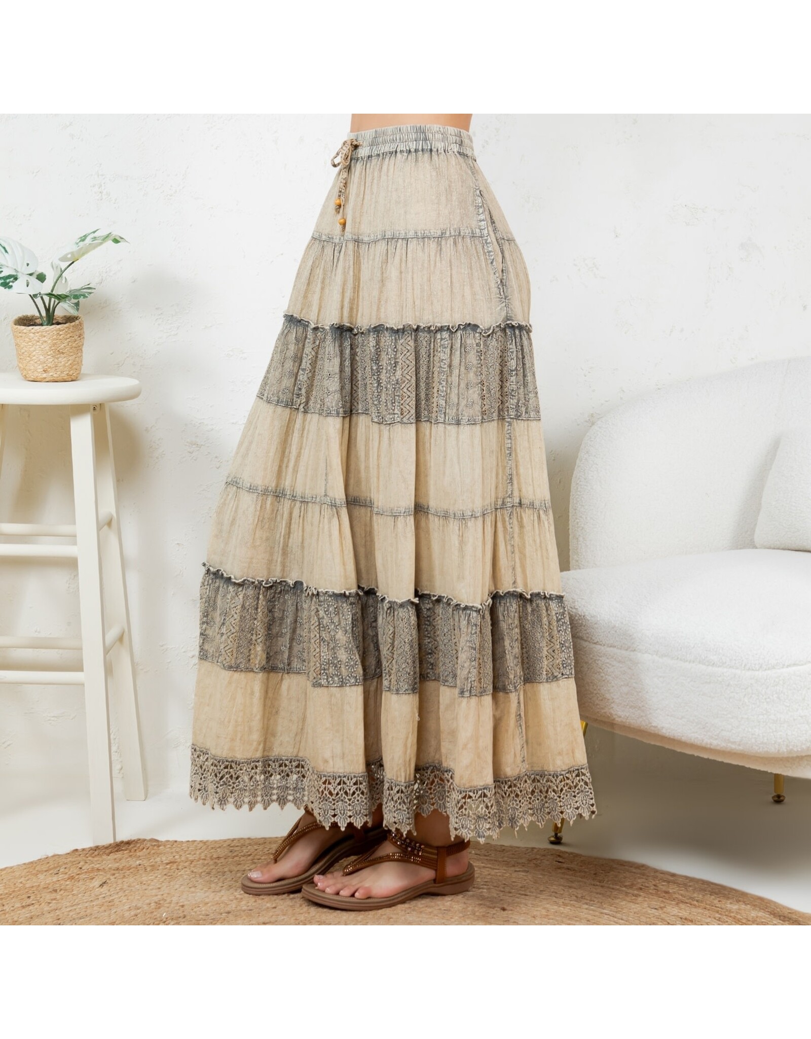 Young Threads 7 Tiered Crinkle Lace Skirt