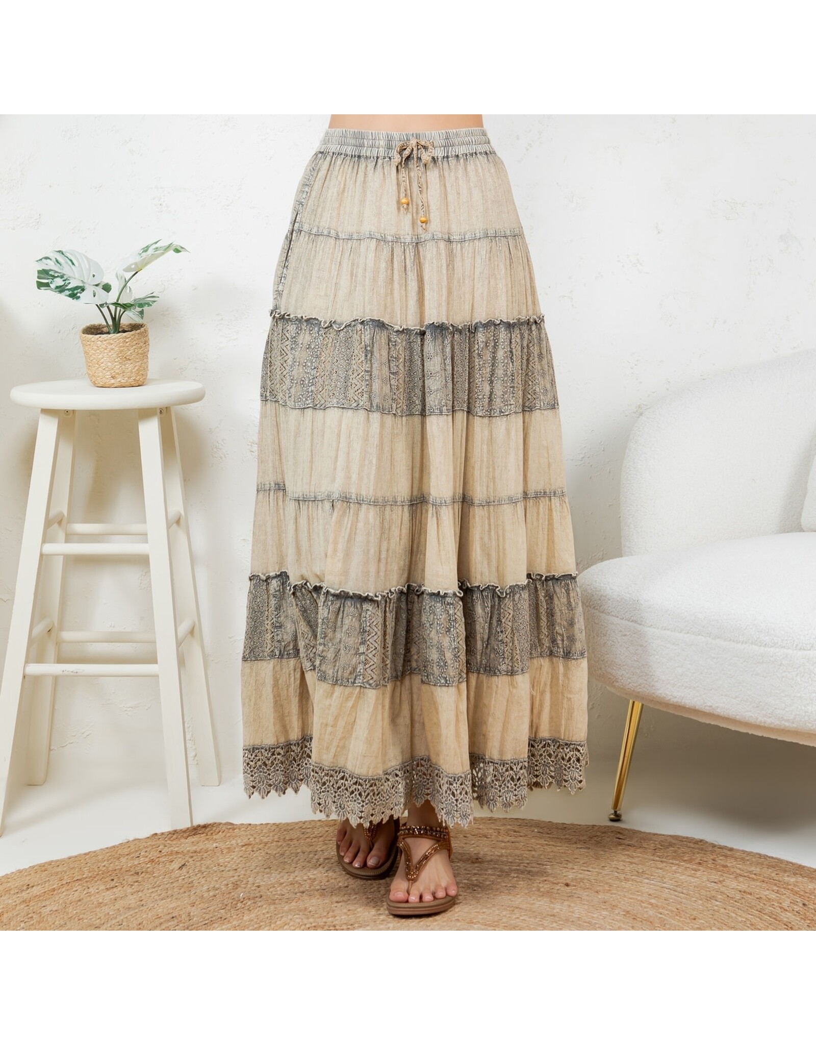 Young Threads 7 Tiered Crinkle Lace Skirt