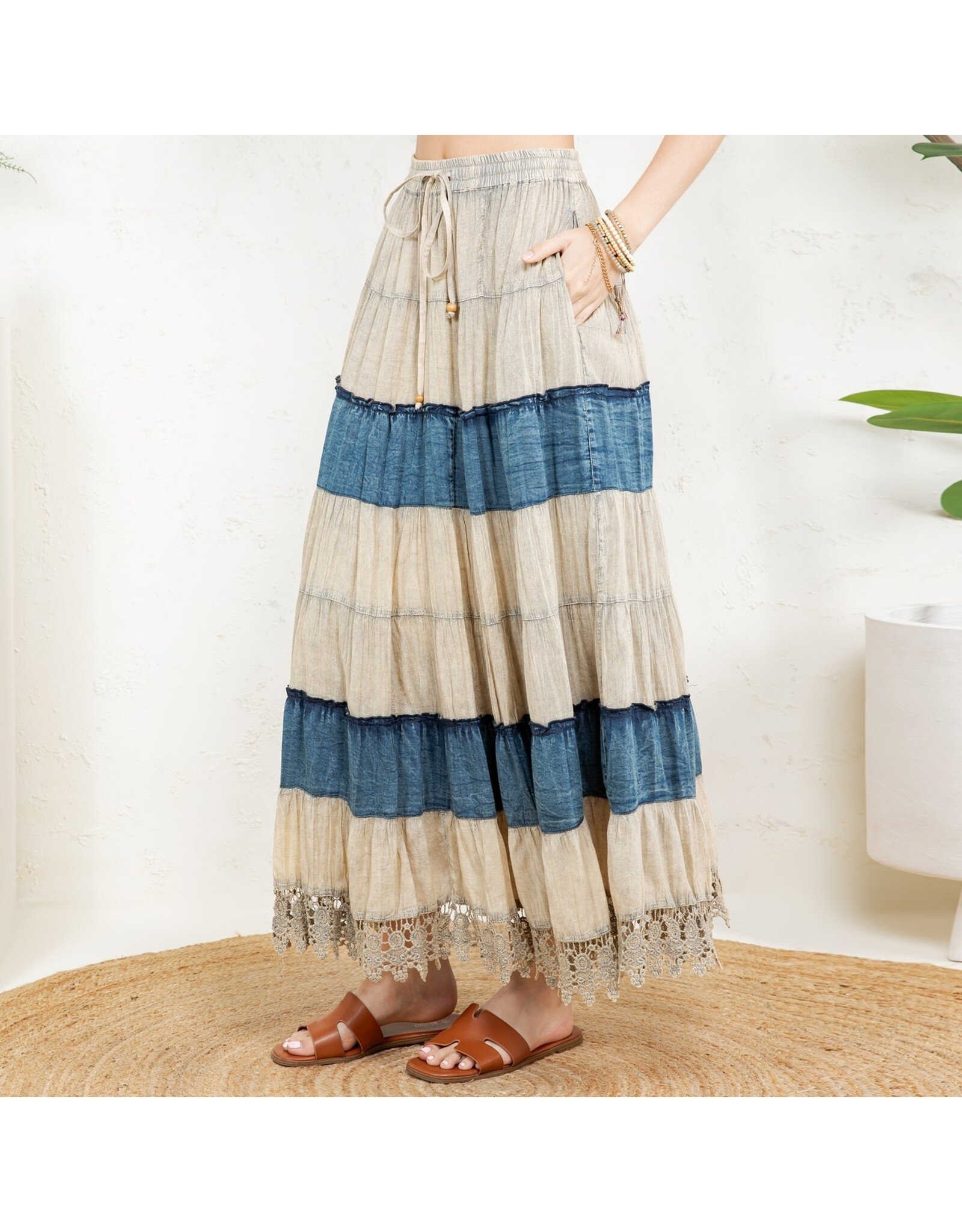 Young Threads Boho Patchwork Long Skirt