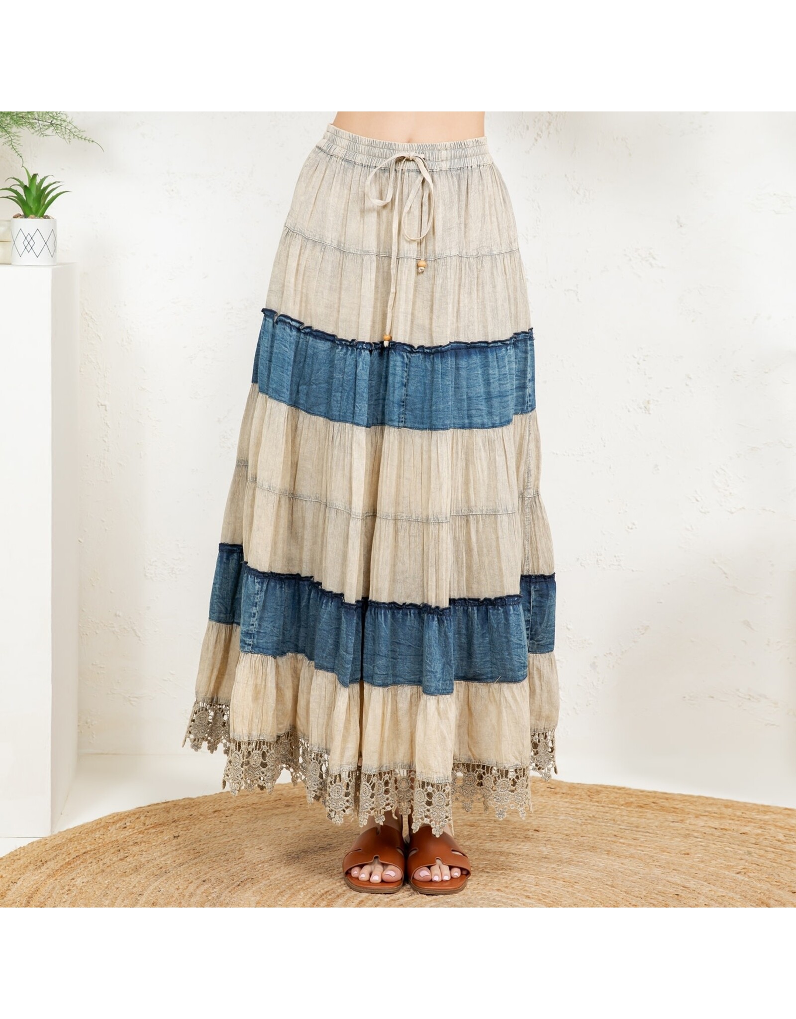Young Threads Boho Patchwork Long Skirt