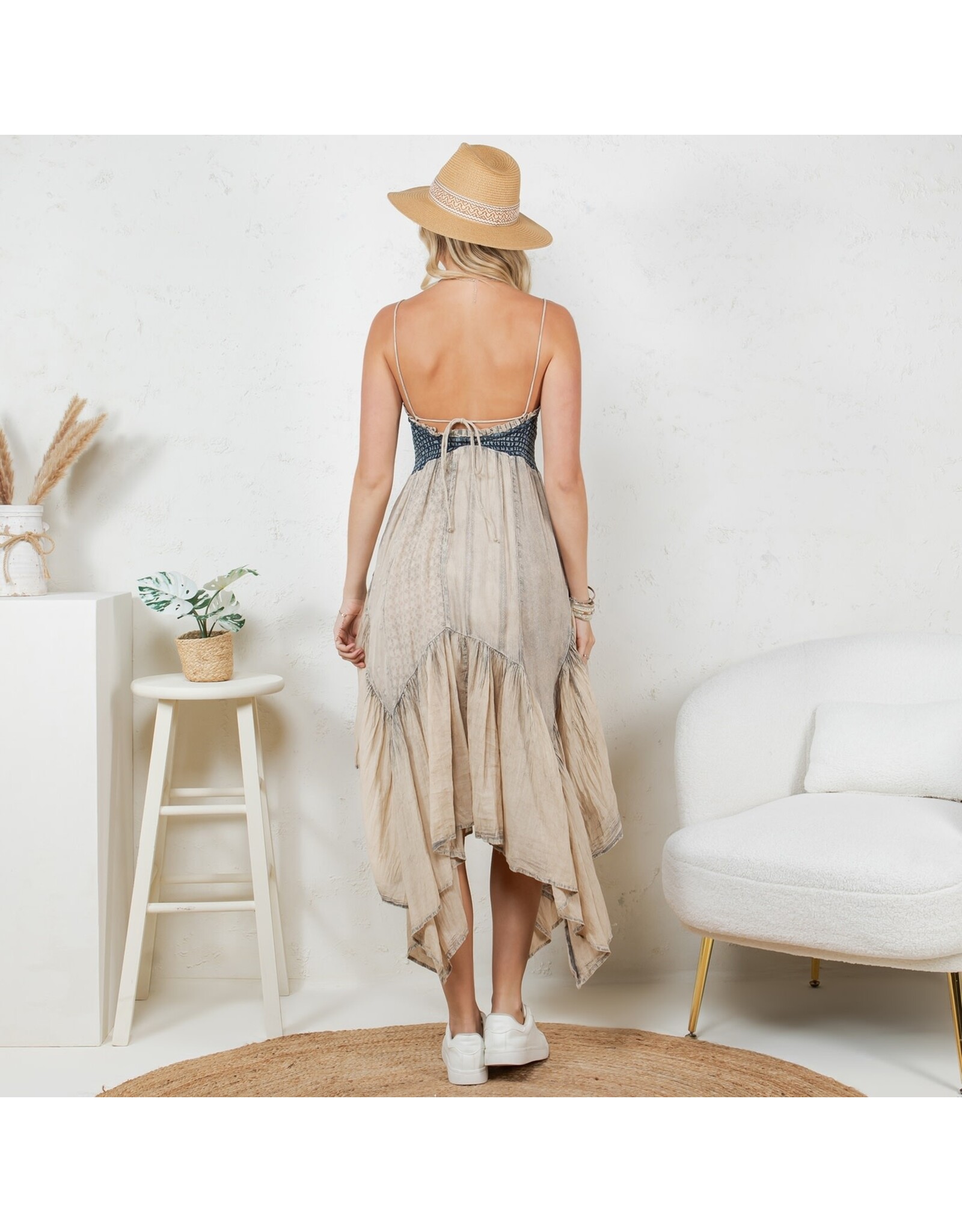 Young Threads Handkerchief Hem Midi Dress