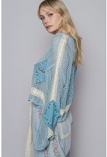 Pol Clothing Cropped Crochet Patch Sweater