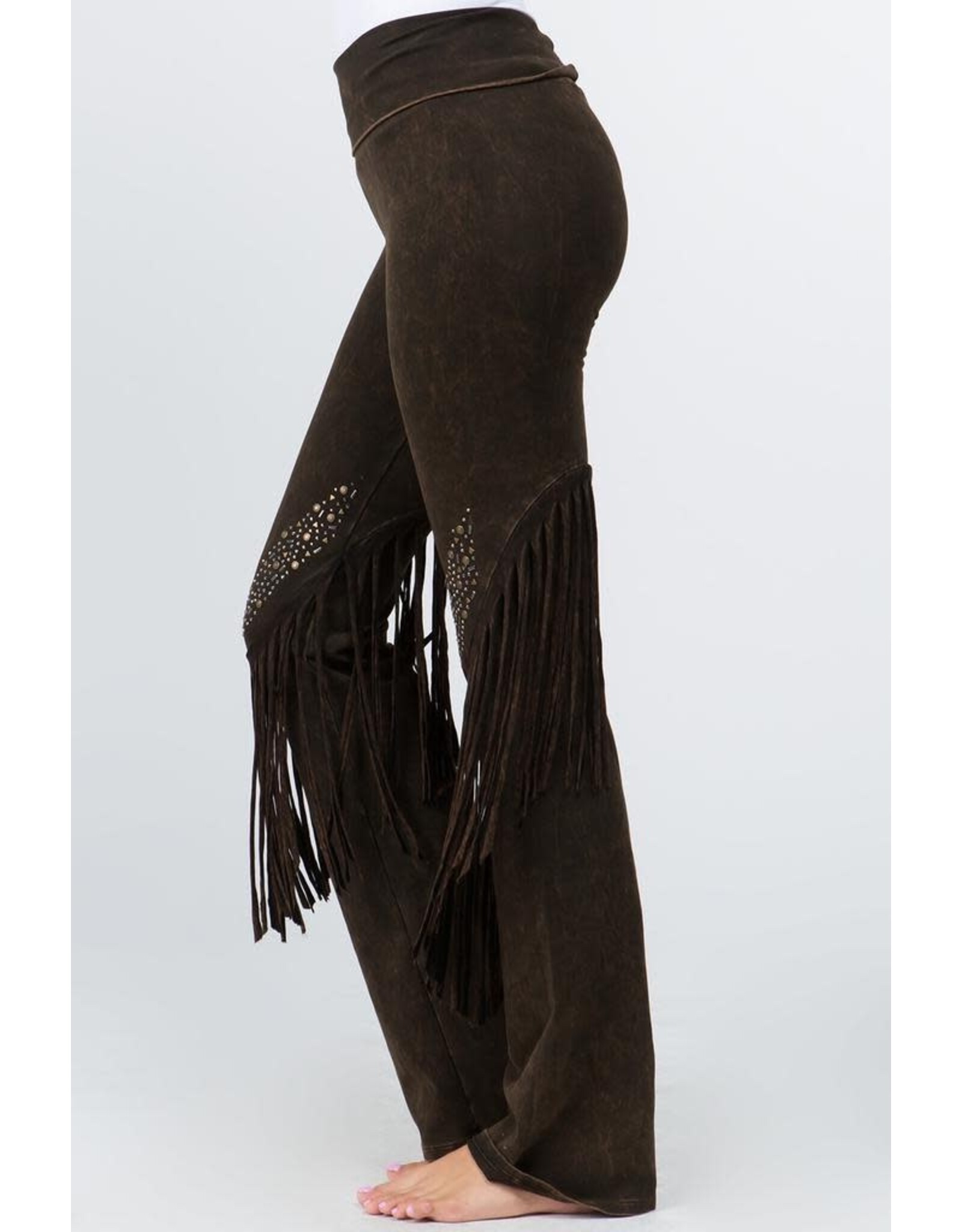 T Party Stone Design Fringe Detail Yoga Pants