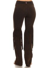 T Party Stone Design Fringe Detail Yoga Pants
