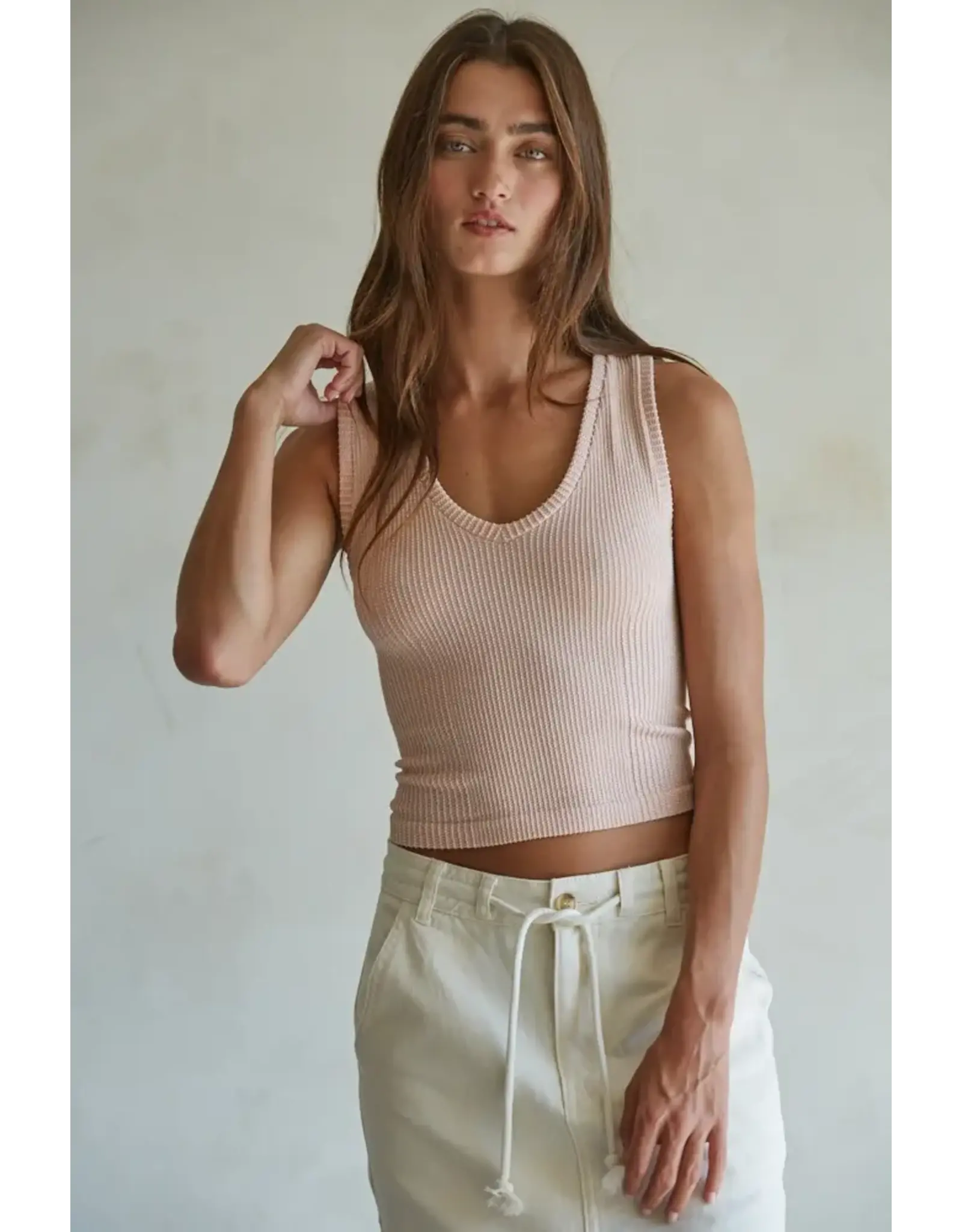 By Together Ribbed V-Neck Tank