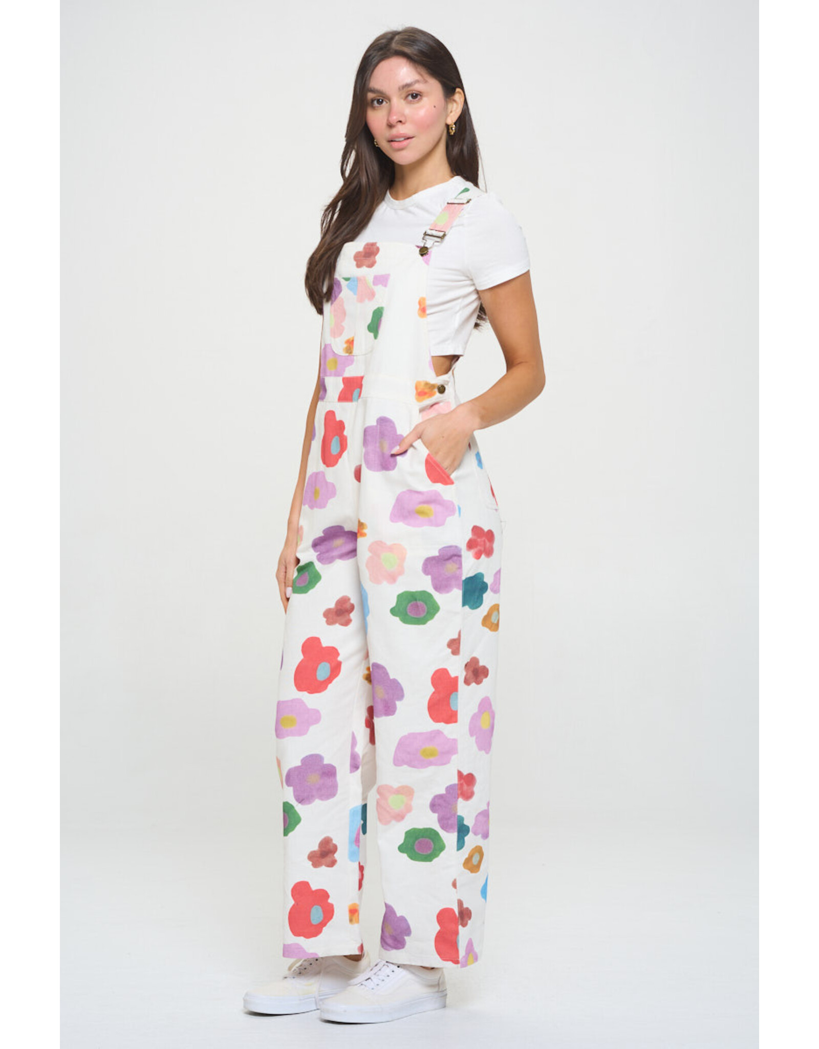 SM Wardrobe Watercolor Floral Print Overalls