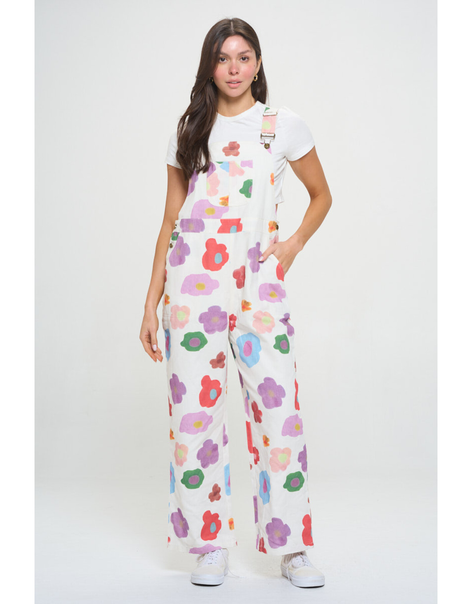SM Wardrobe Watercolor Floral Print Overalls