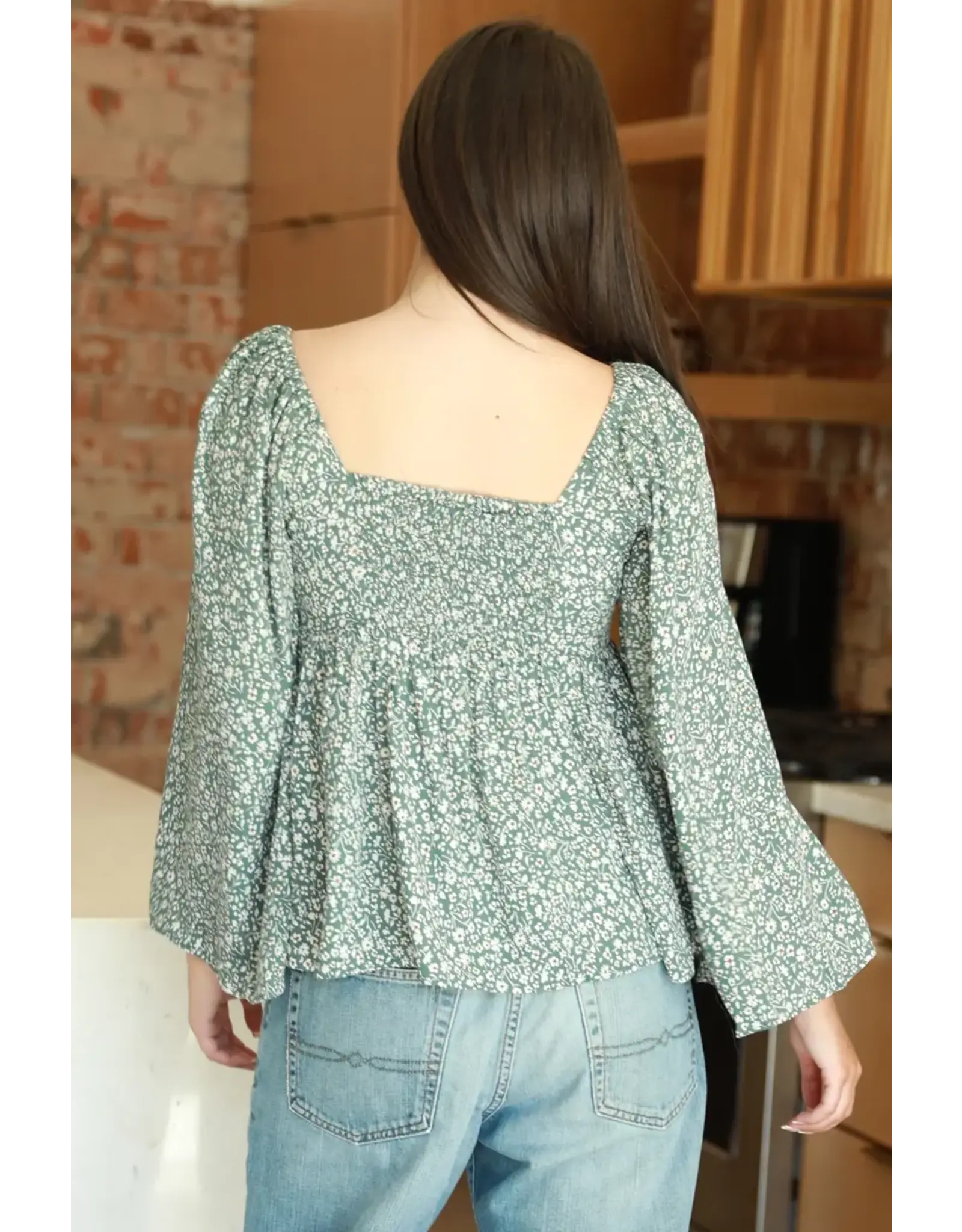 Angie L/S Floral Print Top