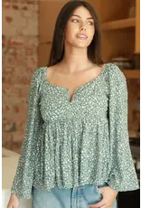 Angie L/S Floral Print Top