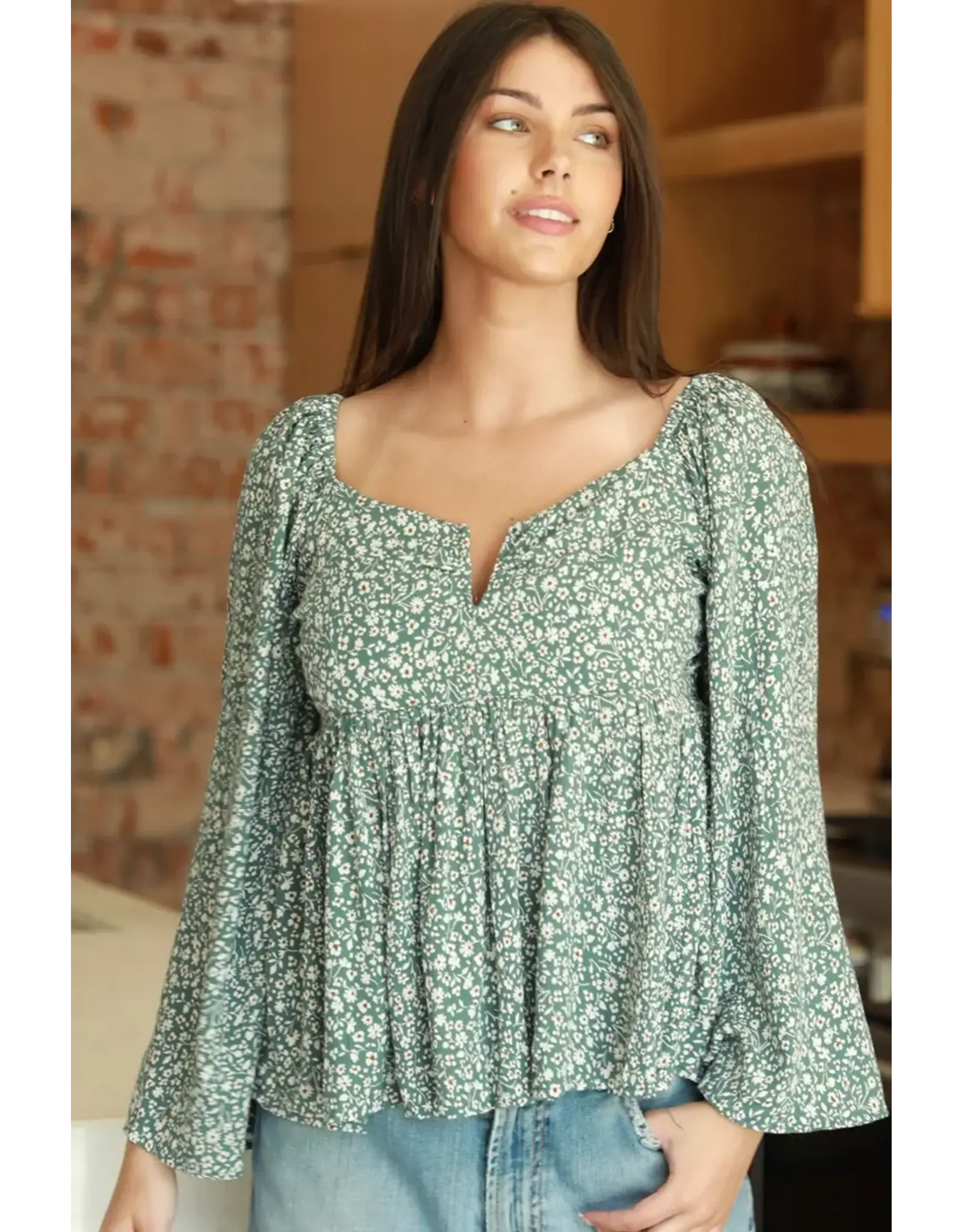 Angie L/S Floral Print Top