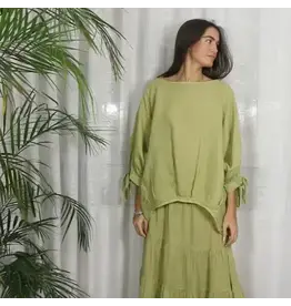 Linen & More Linen Tie Sleeve Blouse
