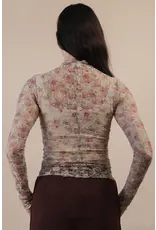 Very J High Neck Sheer Mesh Lace Top