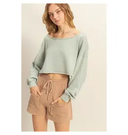 HYFIVE Frayed Long Sleeved Crop Top