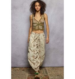 Pol Clothing Floral Embroidery Quilted Woven Jogger Pants