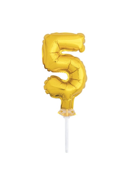 *****Gold Foil Number 5 Balloon Cake Topper 5"