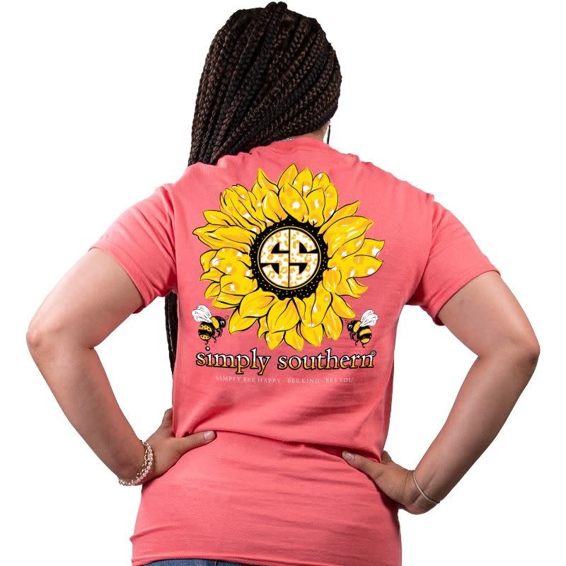 ***Simply Southern Short Sleeve Sunflower Coral