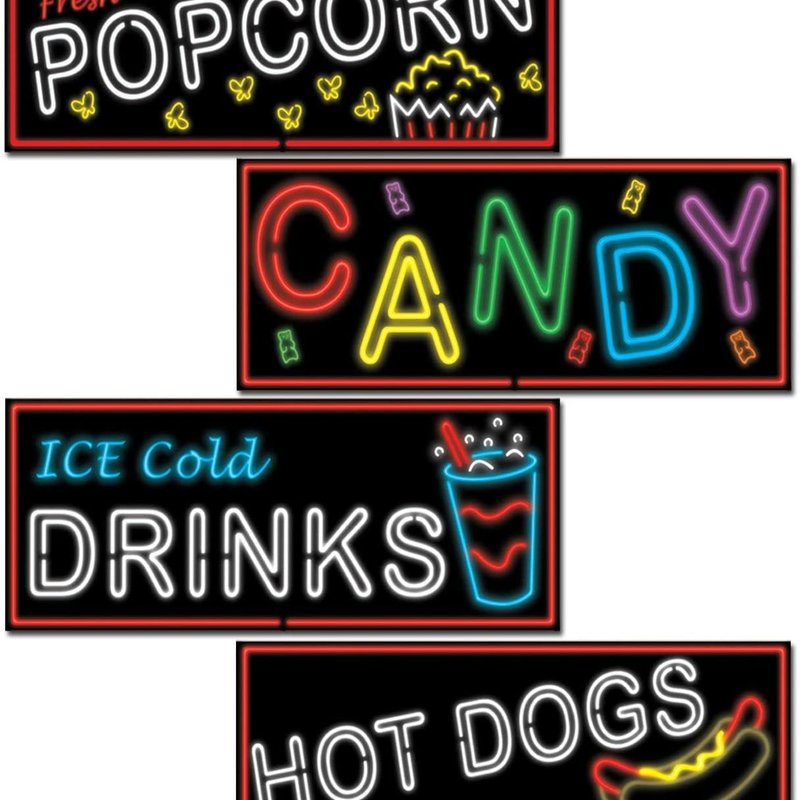 *****Neon Food Signs for Carnival 4ct