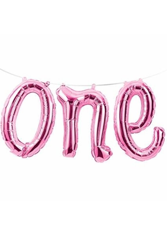 *****Pink ONE Balloon Banner