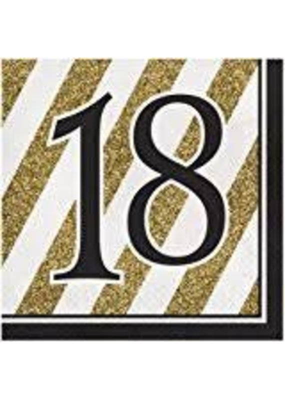 *****Black & Gold 18th Lunch Napkins