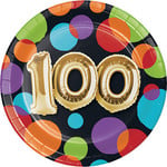 Beverage Paper Plates-100th Balloon Birthday-8pk-7"