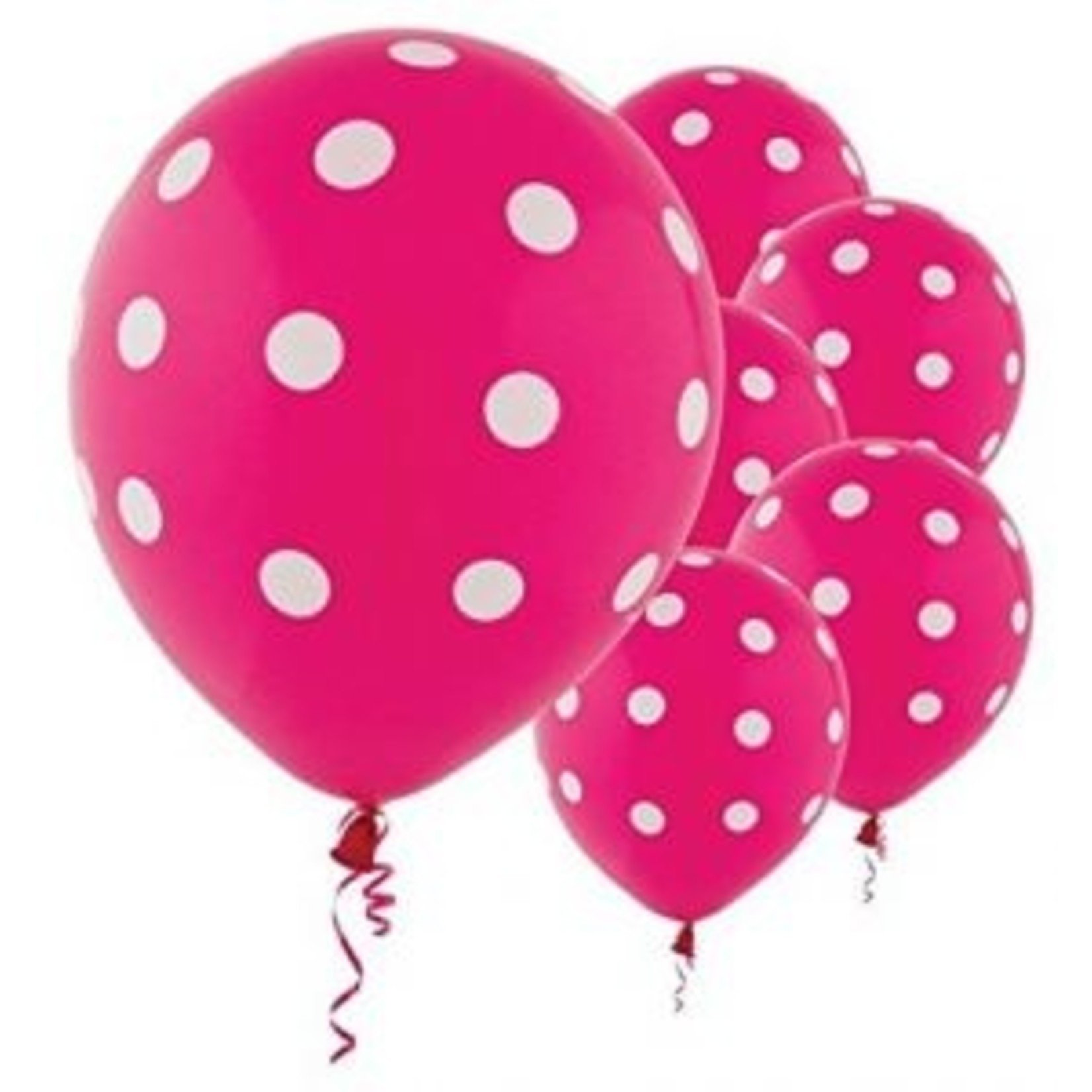 Balloon Latex Polka Dots Pink (6pk)
