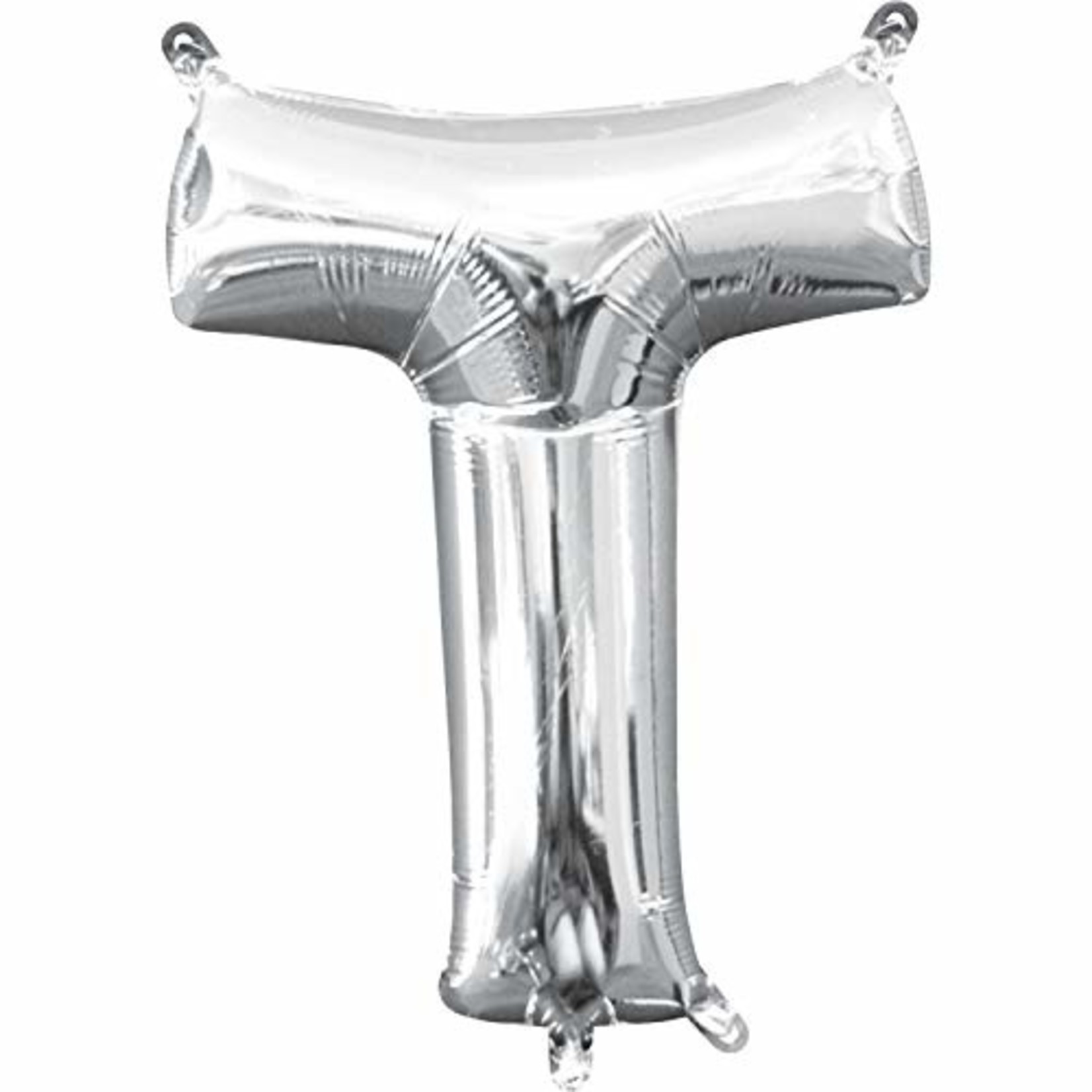 Foil Baloon Air Filled - "T" - Silver - 16"