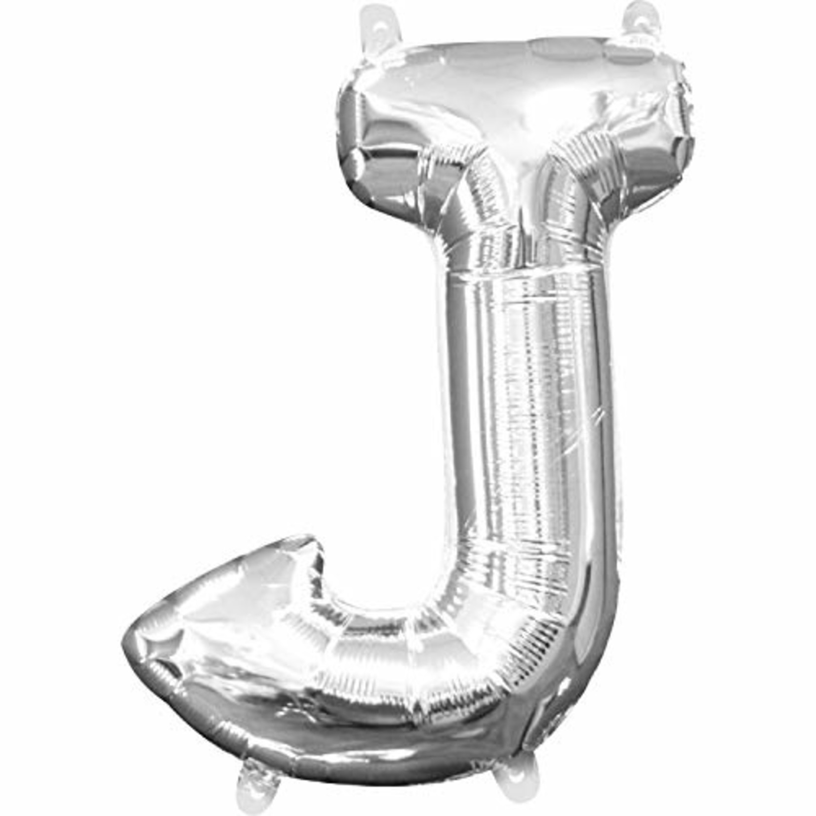 Foil Baloon Air Filled  - "J " - Silver - 16"