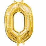 Foil Baloon Air Filled - "0" - Gold - 16"