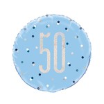 Foil Balloon-Standard 18"-50th Birthday-Blue and Irid