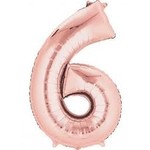 Foil Number Balloon- "6" Rose Gold 34"