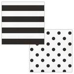 Napkins - LN - Dots & Stripes Black Velvet - 16pkg - 2ply