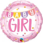 Foil Balloon - Baby Girl Banner & Dots - 18"
