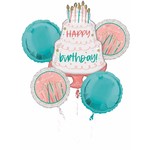 Foil Balloon Bouquet -  Happy Cake Day - 5 pk