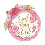 Foil Balloon - Baby Girl Floral - Super Shape - 27"