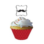 Cupcake Wraps & Toppers-Mustache Madness-12pkg