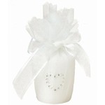 Candle-White with Rhinestone Heart-3''