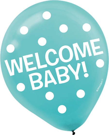 Balloons Latex Welcome Baby 12 15pk Victoria Party Store