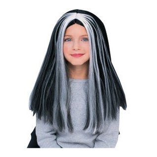Wig Streaked Silver Black Witch Kids Size Victoria Party Store