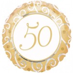 Foil Balloon - Gold 50th Anniversary - 18"