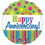 Foil Balloon - Colorful Happy Anniversary - 18"