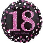 Foil Balloon - Happy Birthday 18 Pink Sparkle - 18"