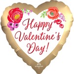 Foil Balloon - Happy Valentine's Day Satin Watercolour Floral
