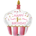 Foil Balloon - 1st HBD Cupcake Girl - 36''