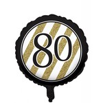 Foil Balloon-Black & Gold 80th Bday-18''