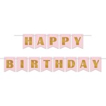 Banner - Happy Birthday Foil Pink & Gold - 12FT