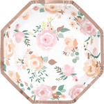 Pink Blooms  - Plates - LN - 8.25" - 8PCS
