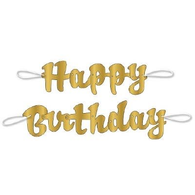 banner happy birthday gold 3 5ft victoria party store personalised happy birthday banner